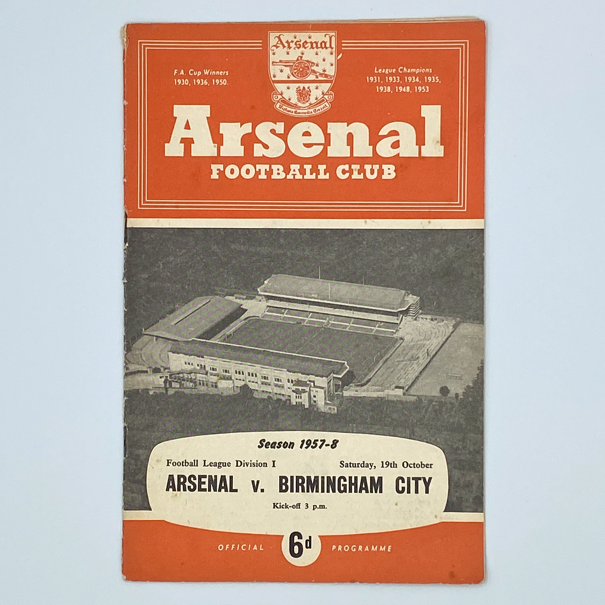 Arsenal vs Birmingham City Programme (19 October, 1957)
