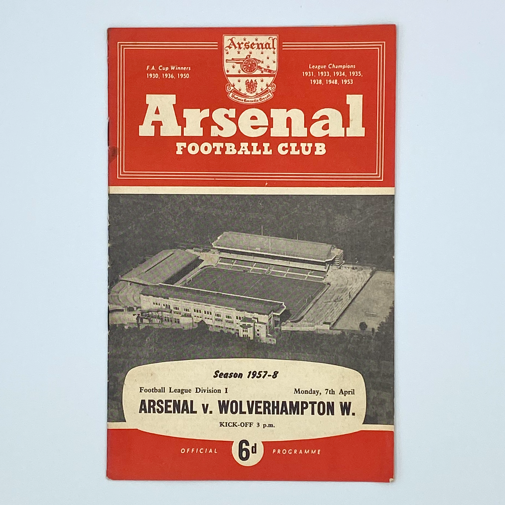 Arsenal vs Wolverhampton Wanderers Programme (7 April, 1958)