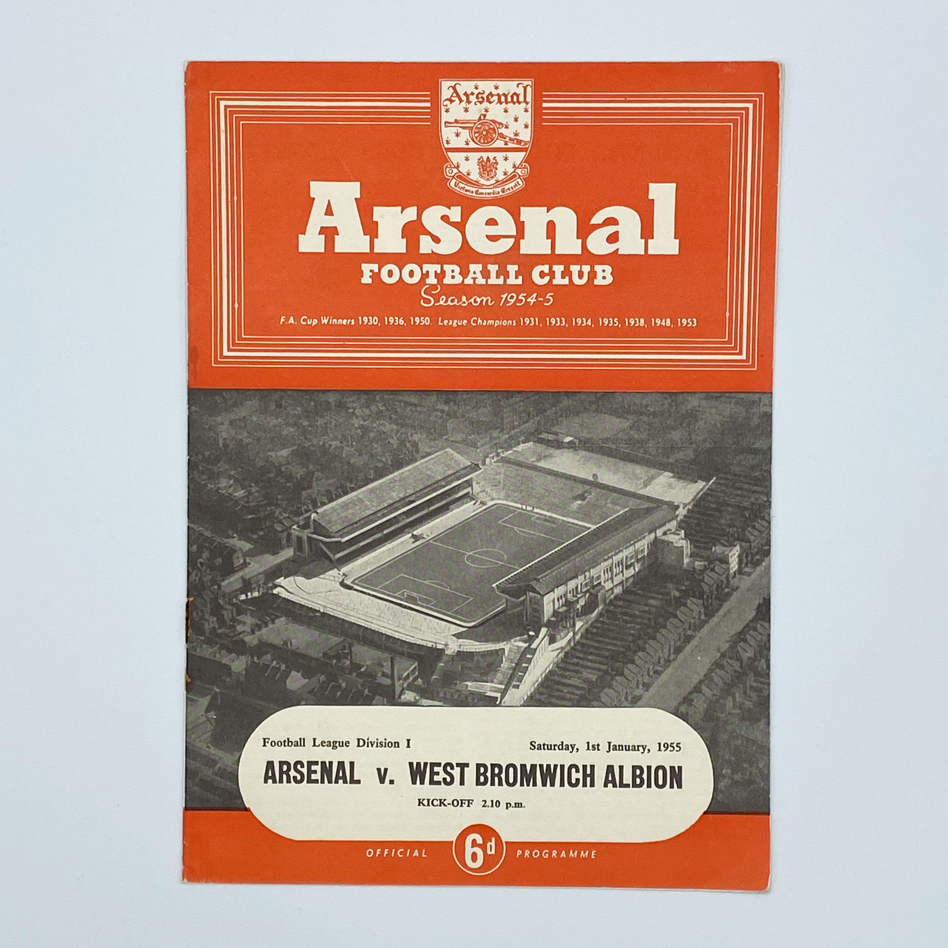 Arsenal vs West Bromwich Albion Programme (1 January, 1955)