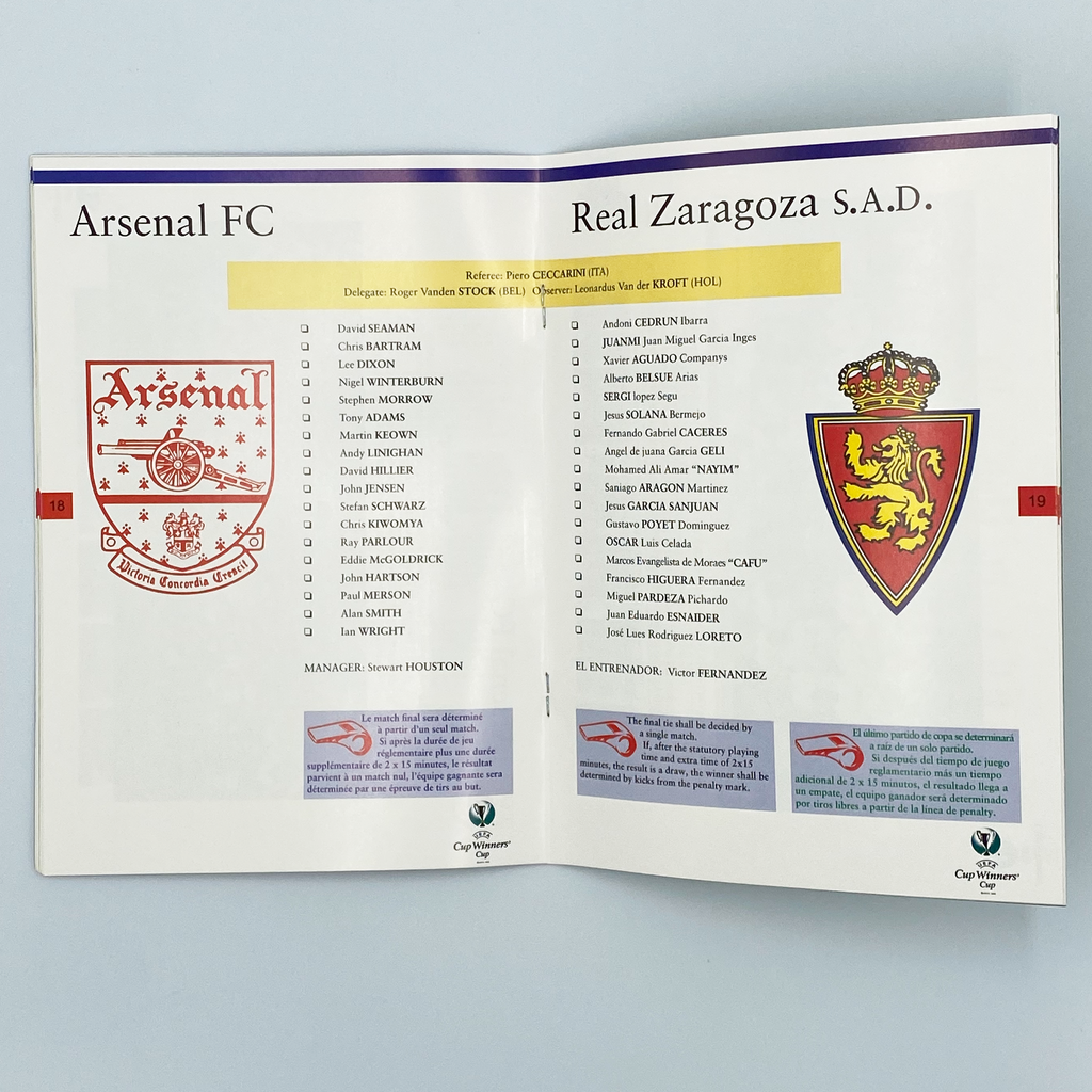 1995 UEFA Cup Winners' Cup Final Programme (10 May, 1995)