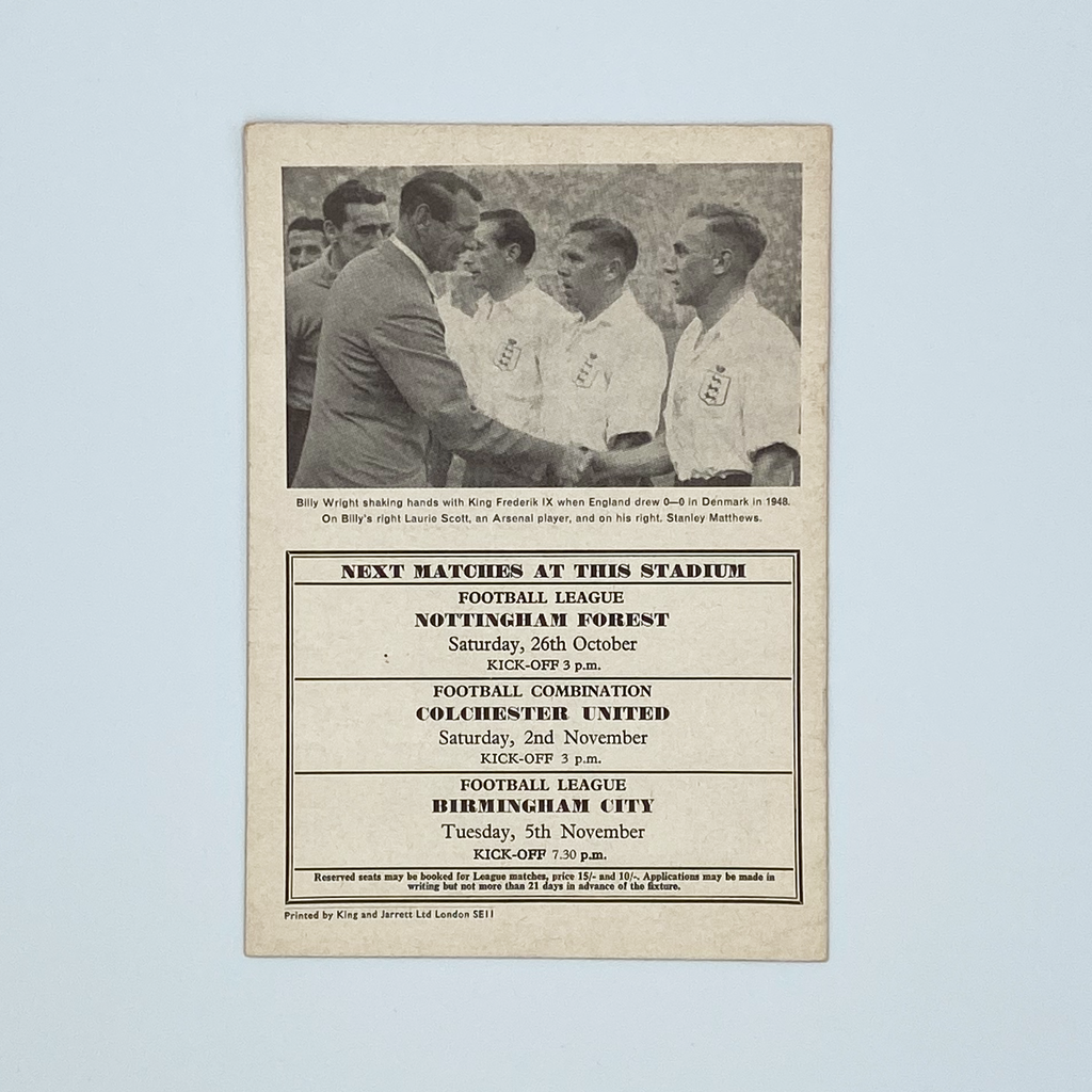 Arsenal vs Staevnet Programme (22 October, 1963)