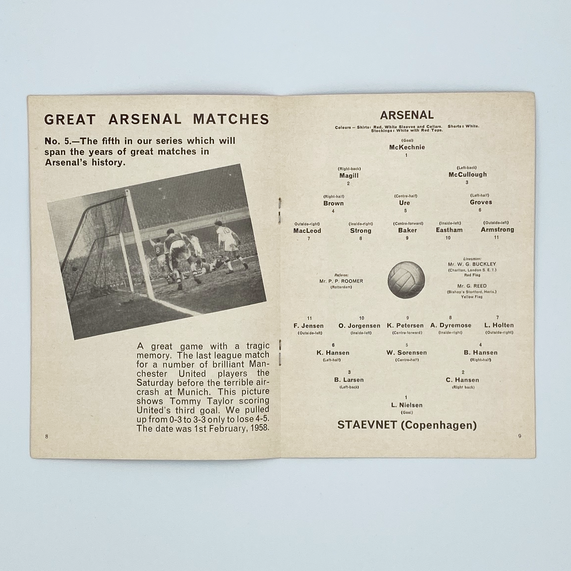 Arsenal vs Staevnet Programme (22 October, 1963)