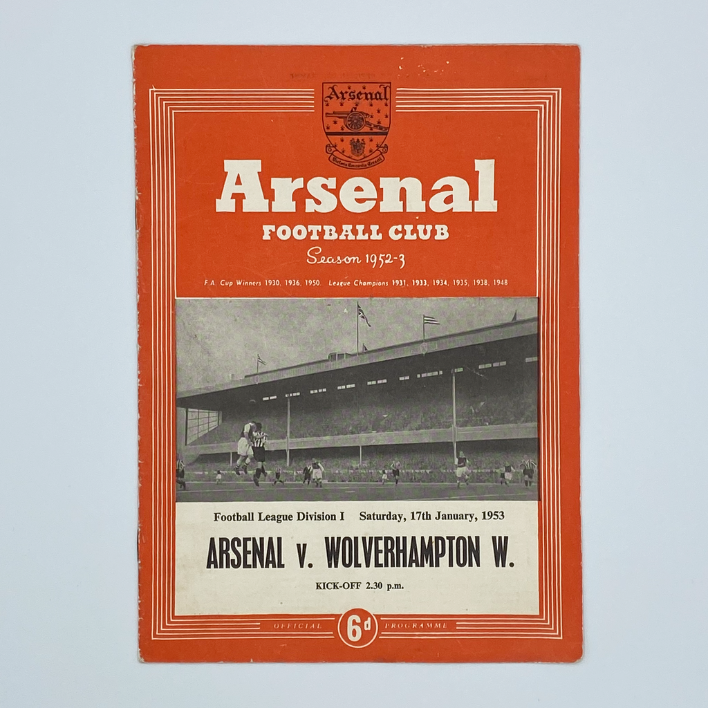 Arsenal vs Wolverhampton Wanderers Programme (17 January, 1953)