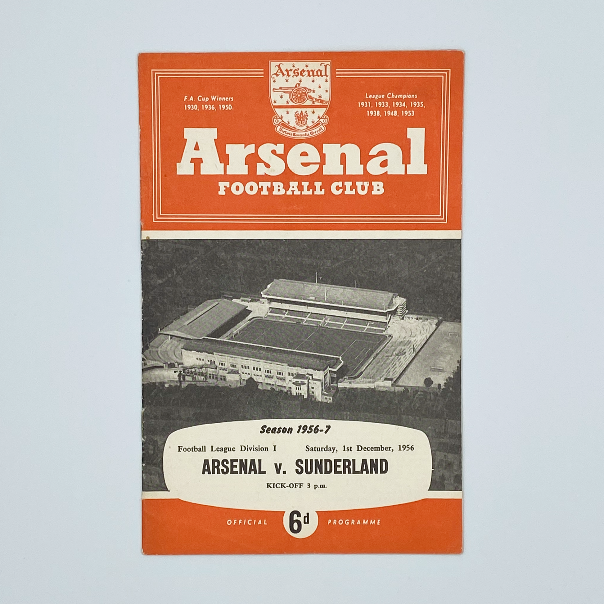 Arsenal vs Sunderland Programme (1 December, 1956)