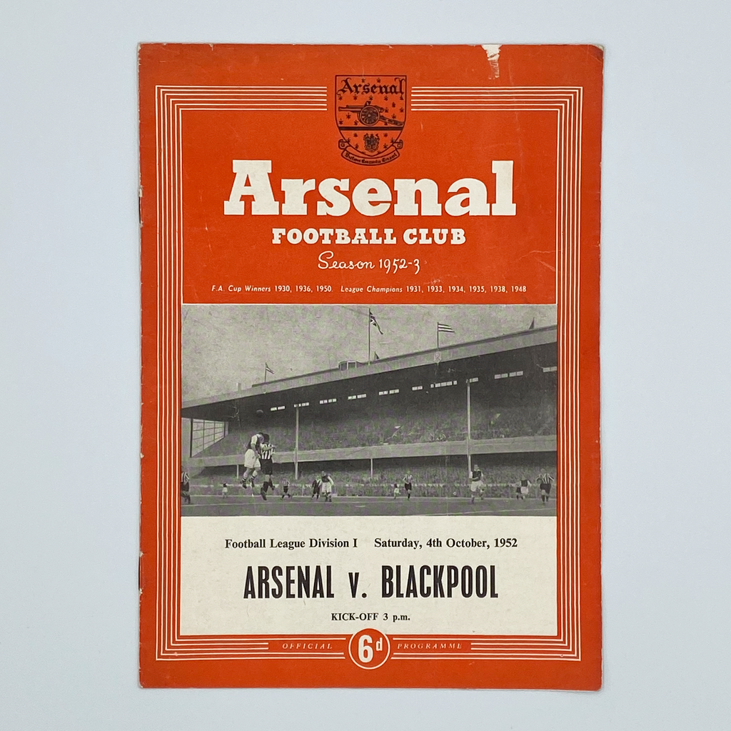Arsenal vs Blackpool Programme (4 October, 1952)