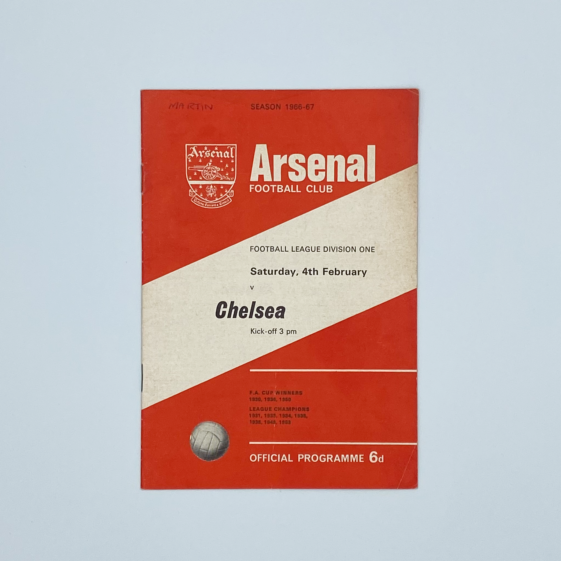 Arsenal vs Chelsea Programme (4 February, 1967)