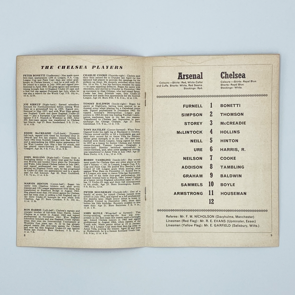 Arsenal vs Chelsea Programme (4 February, 1967)