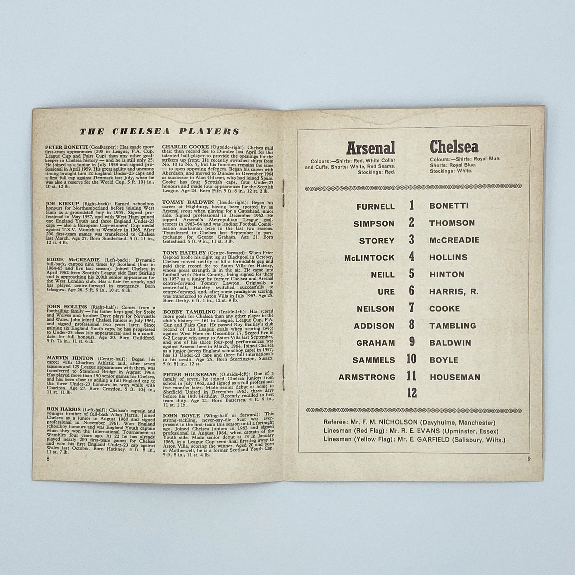 Arsenal vs Chelsea Programme (4 February, 1967)