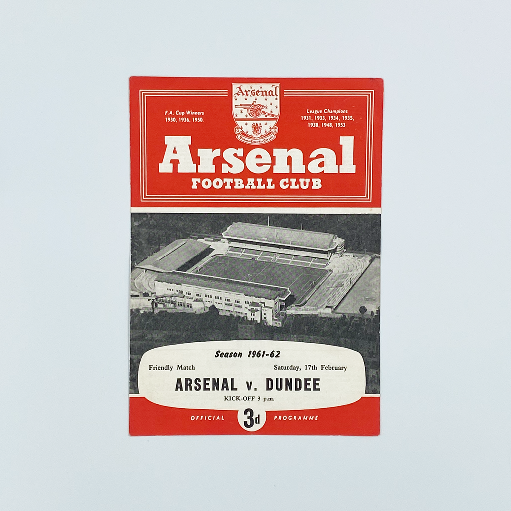 Arsenal vs Dundee Programme (17 February, 1962)