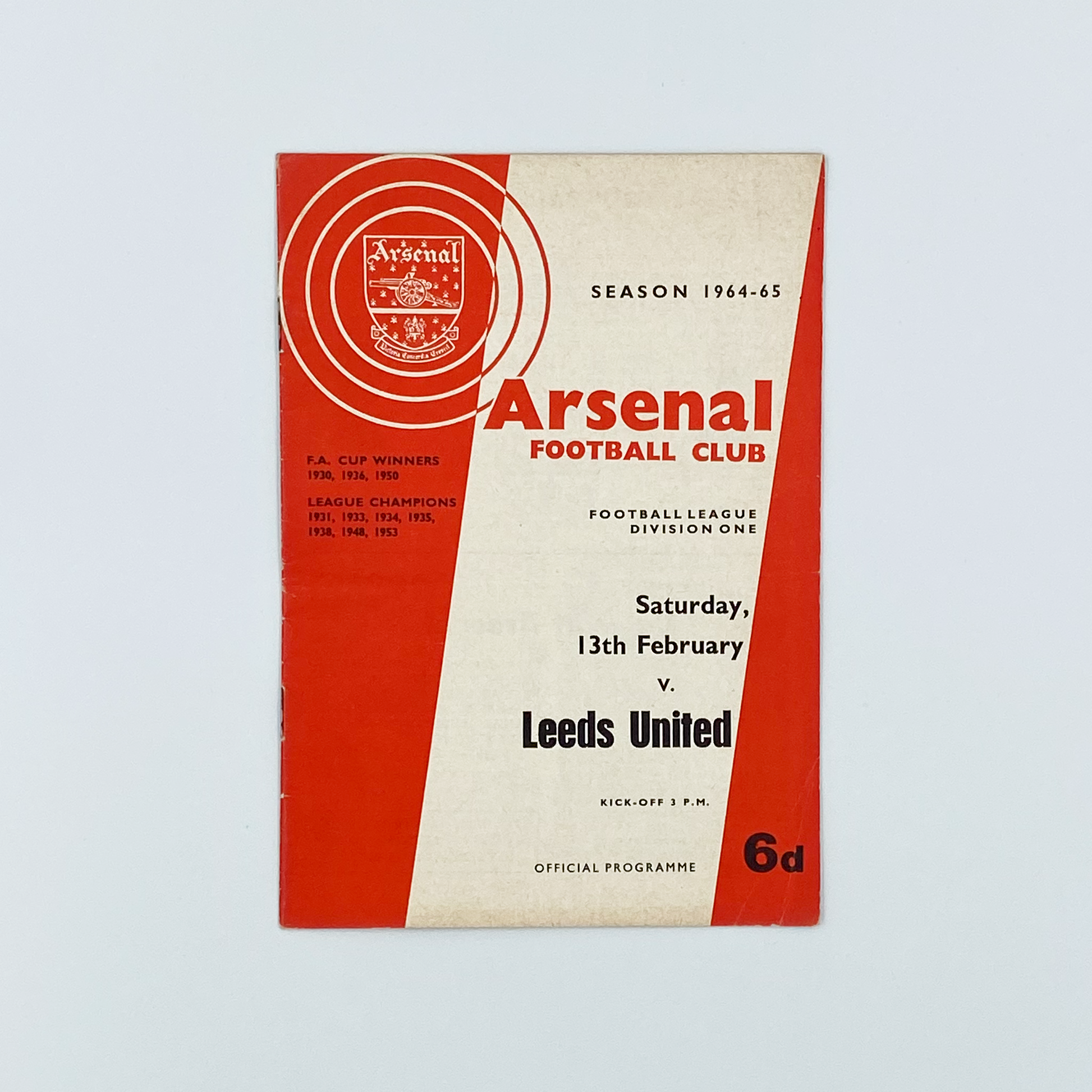 Arsenal vs Leeds United Programme (13 February, 1965)