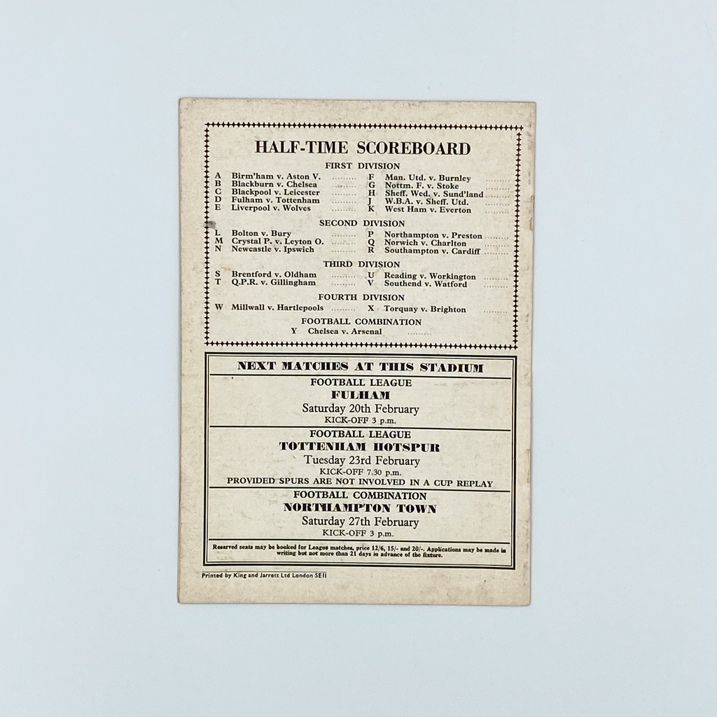 Arsenal vs Leeds United Programme (13 February, 1965)