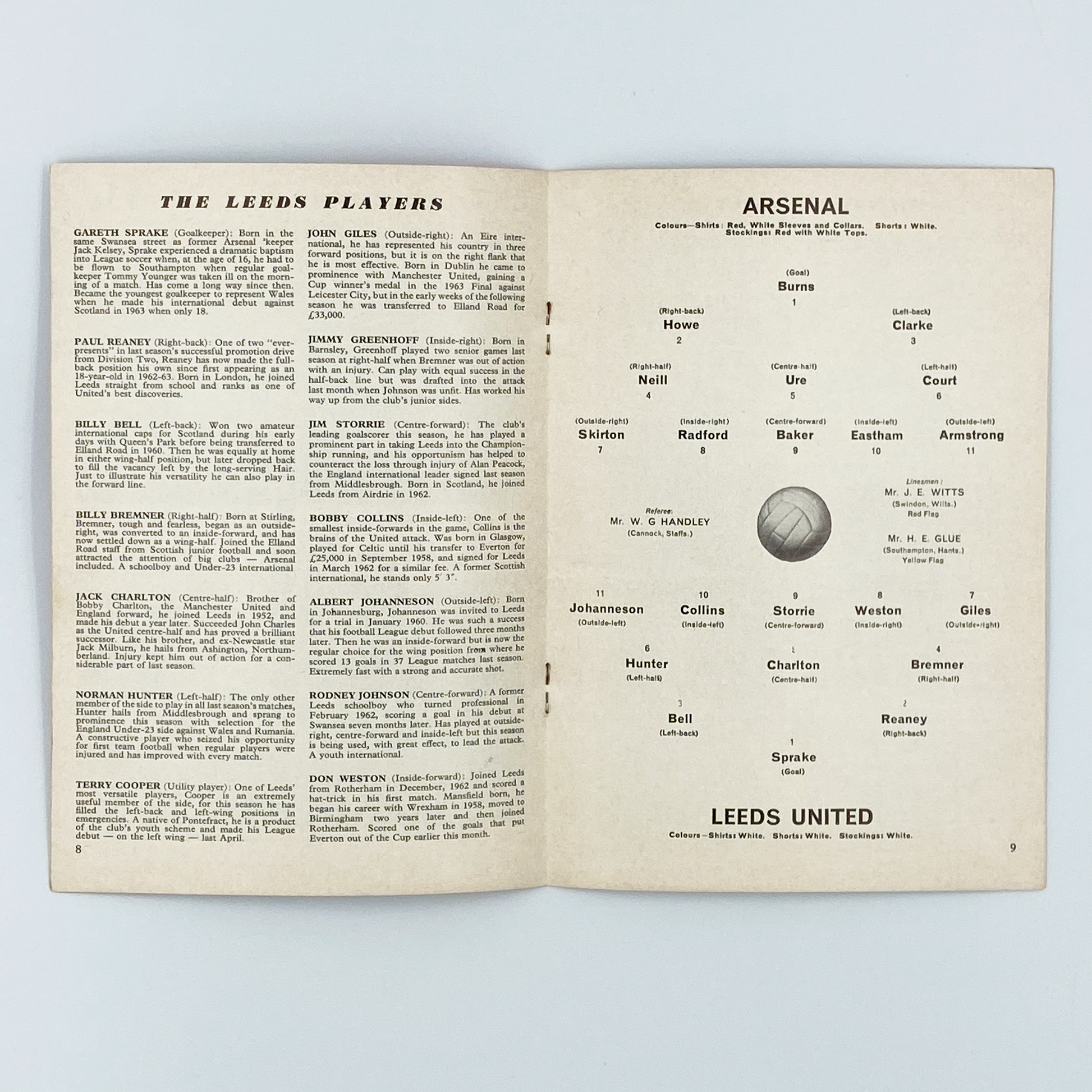 Arsenal vs Leeds United Programme (13 February, 1965)