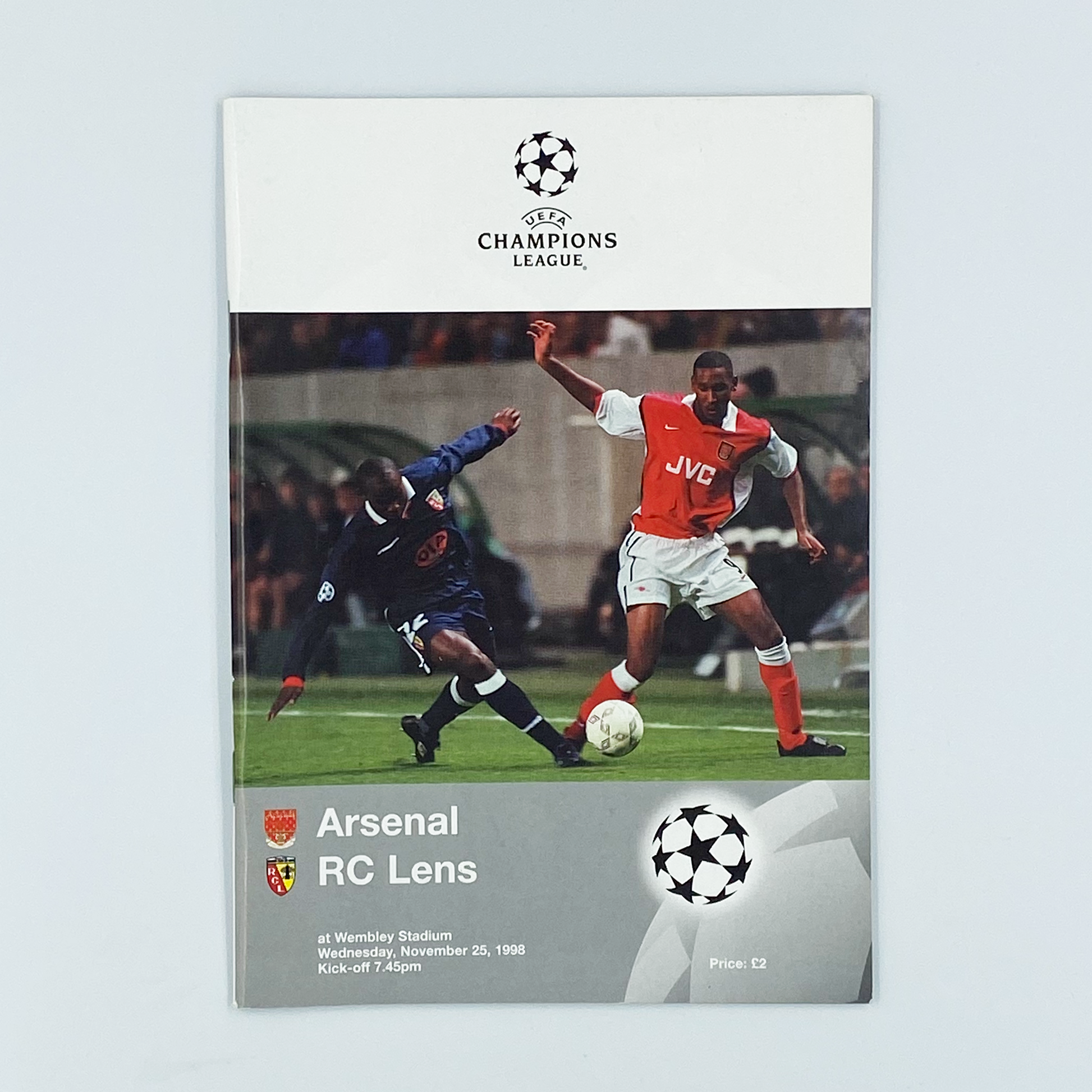 Arsenal vs RC Lens Programme (25 November, 1998)