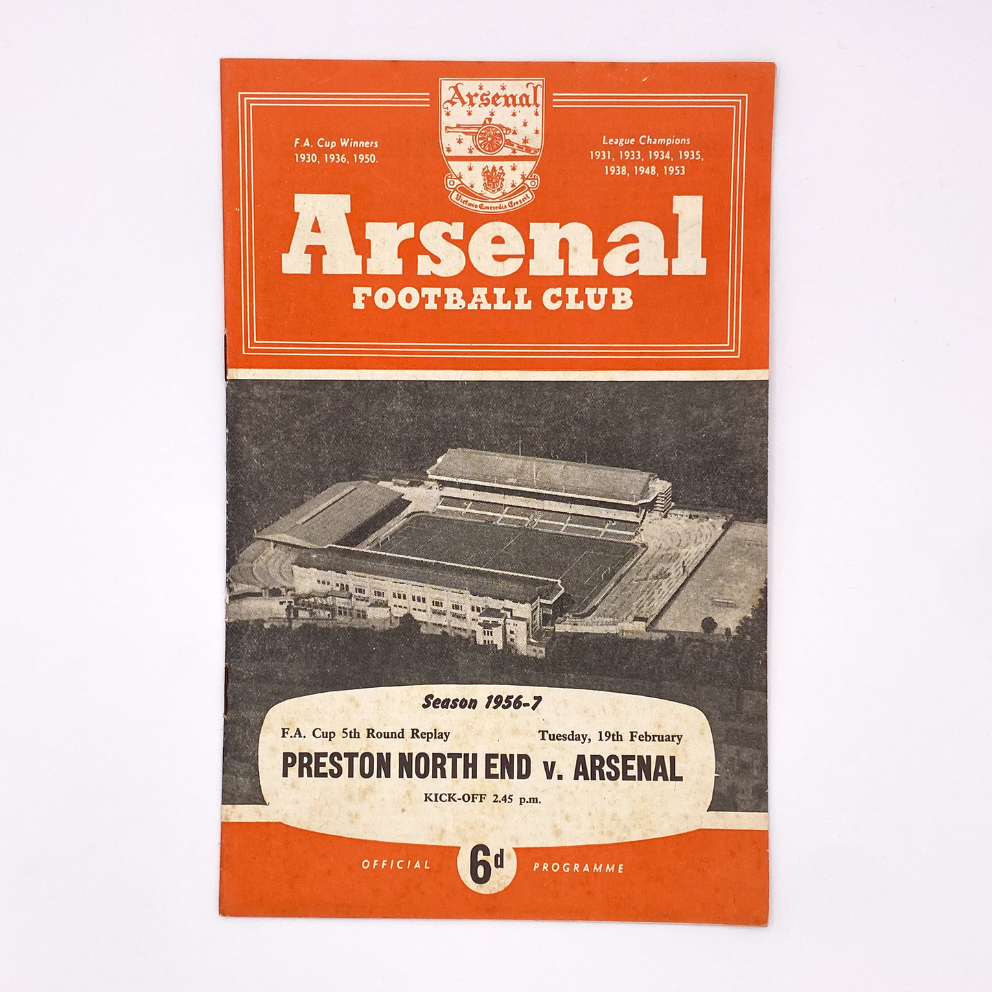 Preston North End vs Arsenal Programme (19 February, 1957)