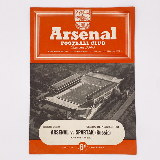 Arsenal vs Spartak Moscow Programme (9 November, 1954)