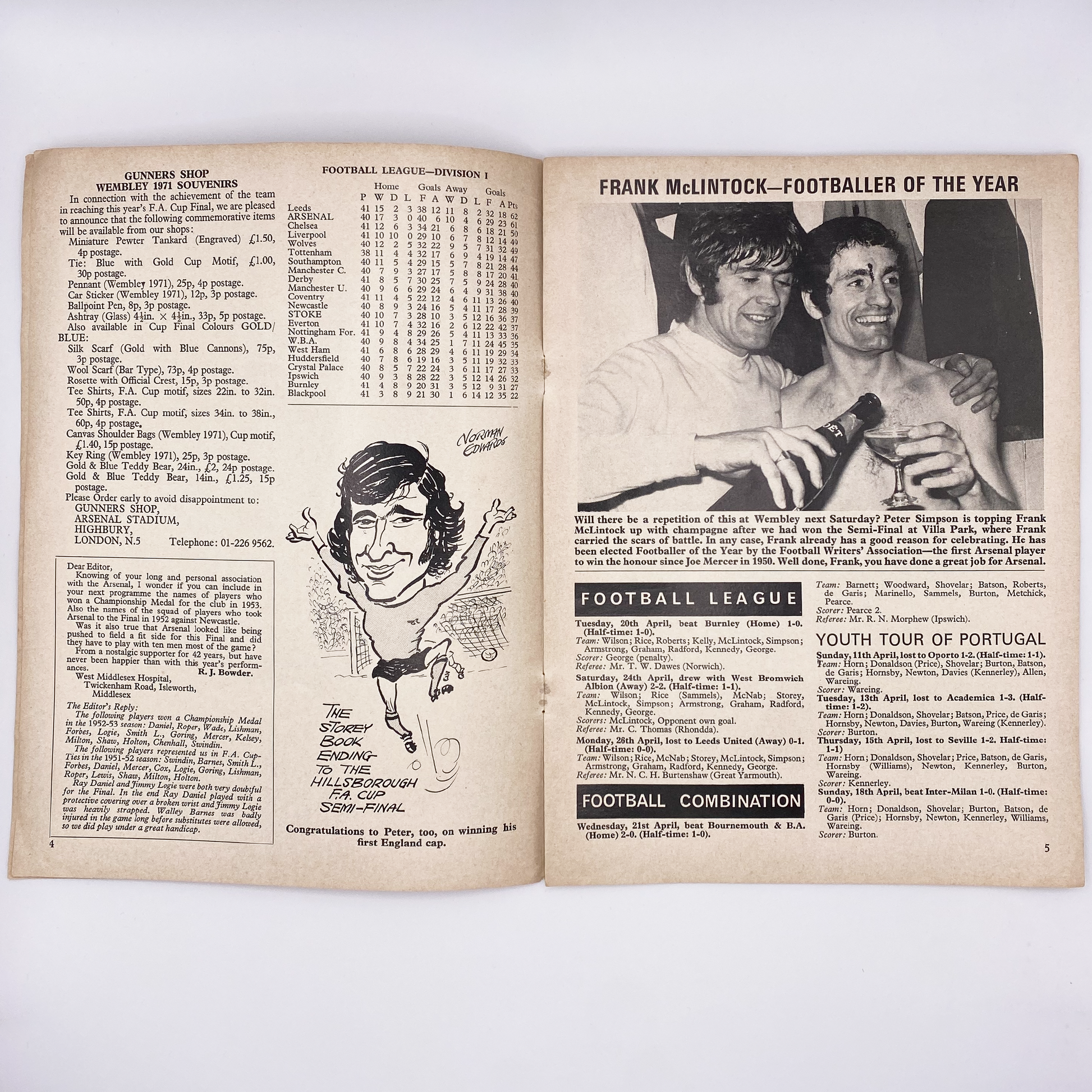 Arsenal vs Stoke City Programme (1 May, 1971)