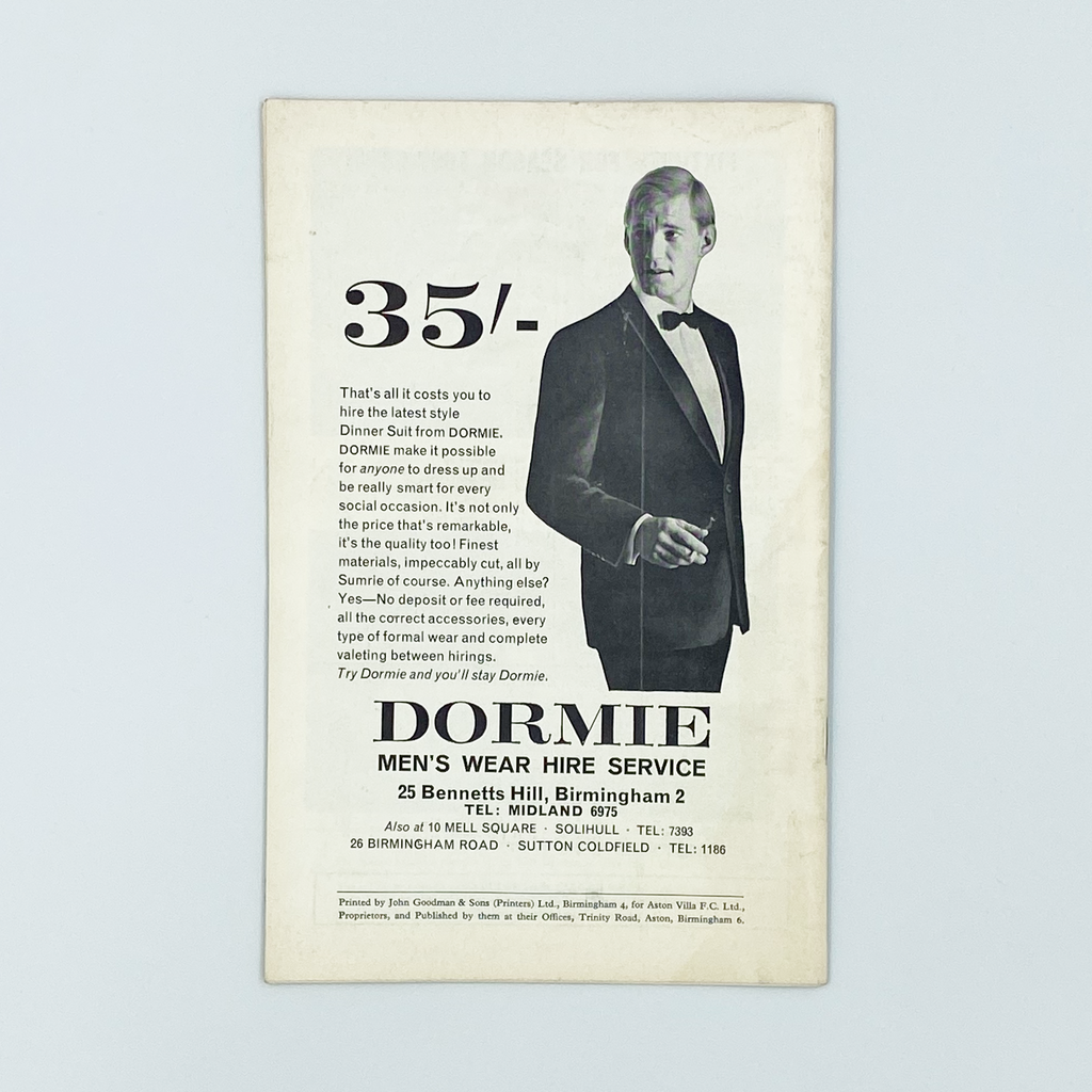 Aston Villa vs Millwall Programme (27 January, 1968)