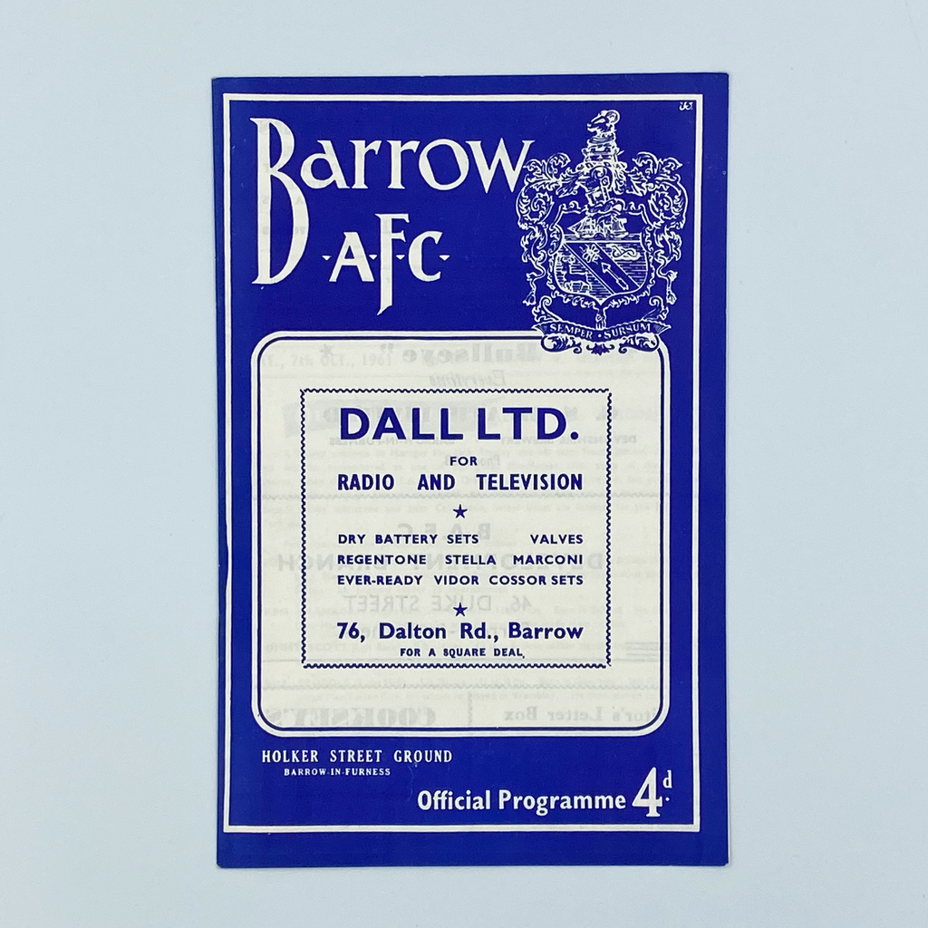 Barrow vs Oldham Athletic Programme (7 October, 1961)