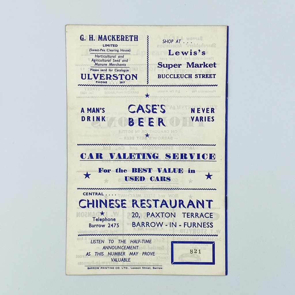 Barrow vs Oldham Athletic Programme (7 October, 1961)