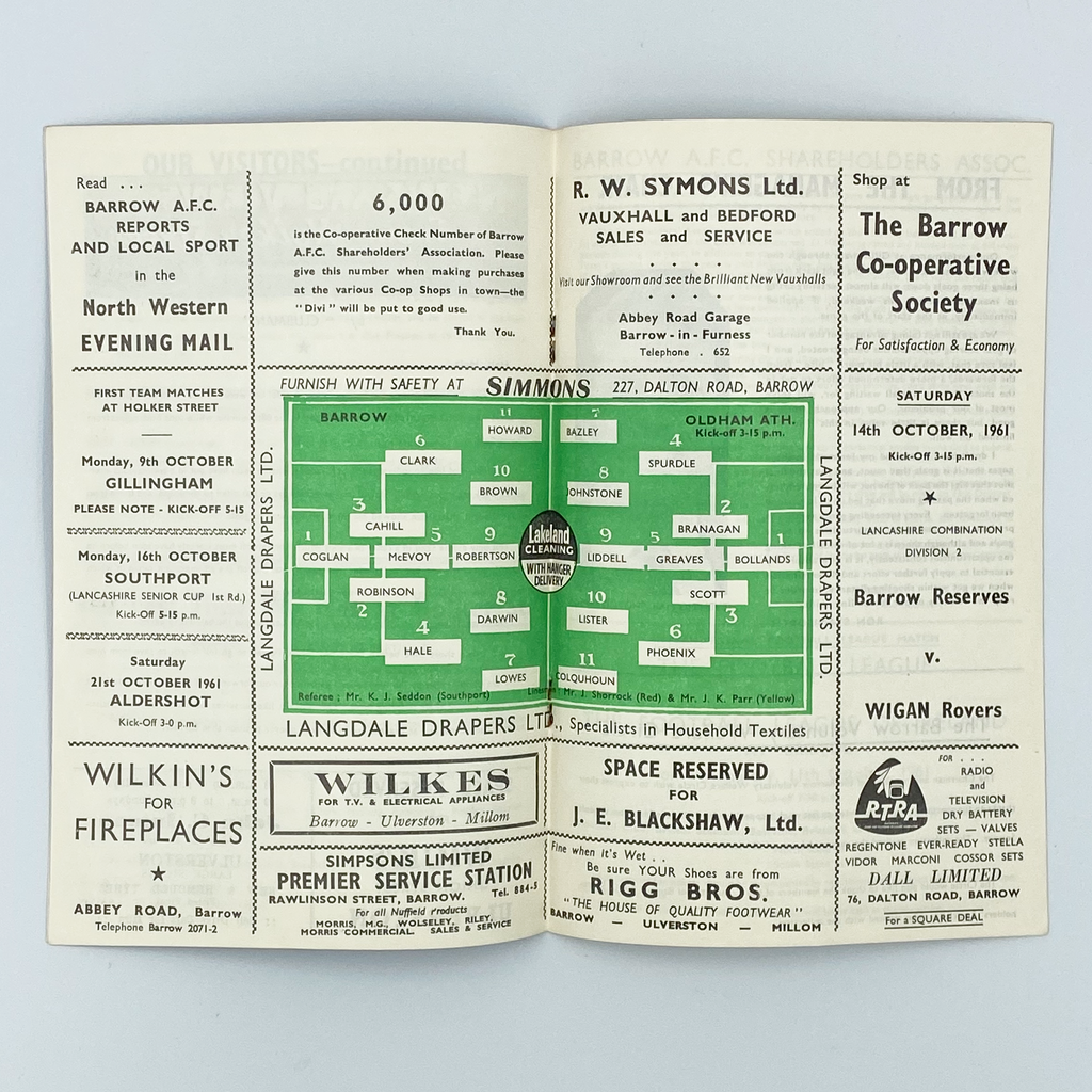 Barrow vs Oldham Athletic Programme (7 October, 1961)