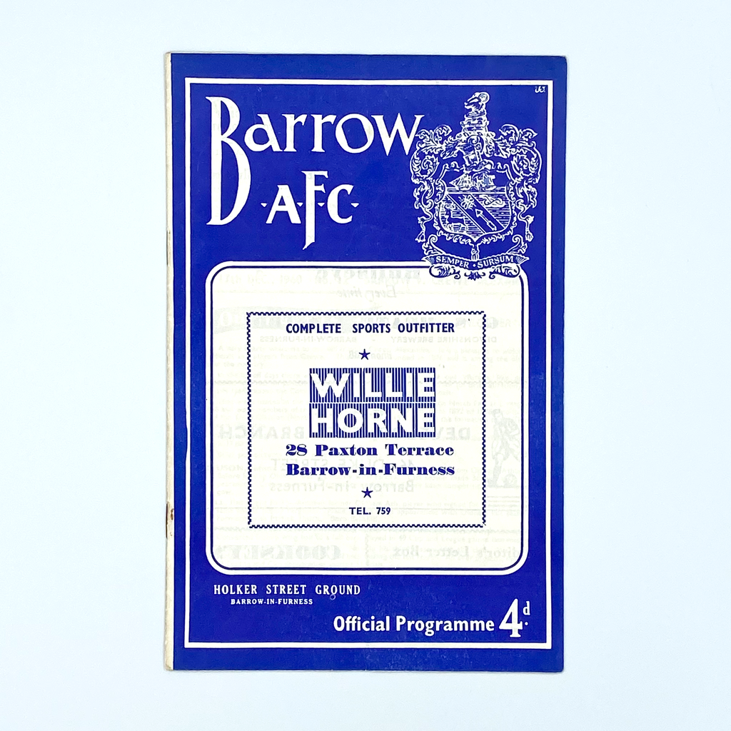 Barrow vs Crewe Alexandra Programme (17 December, 1960)