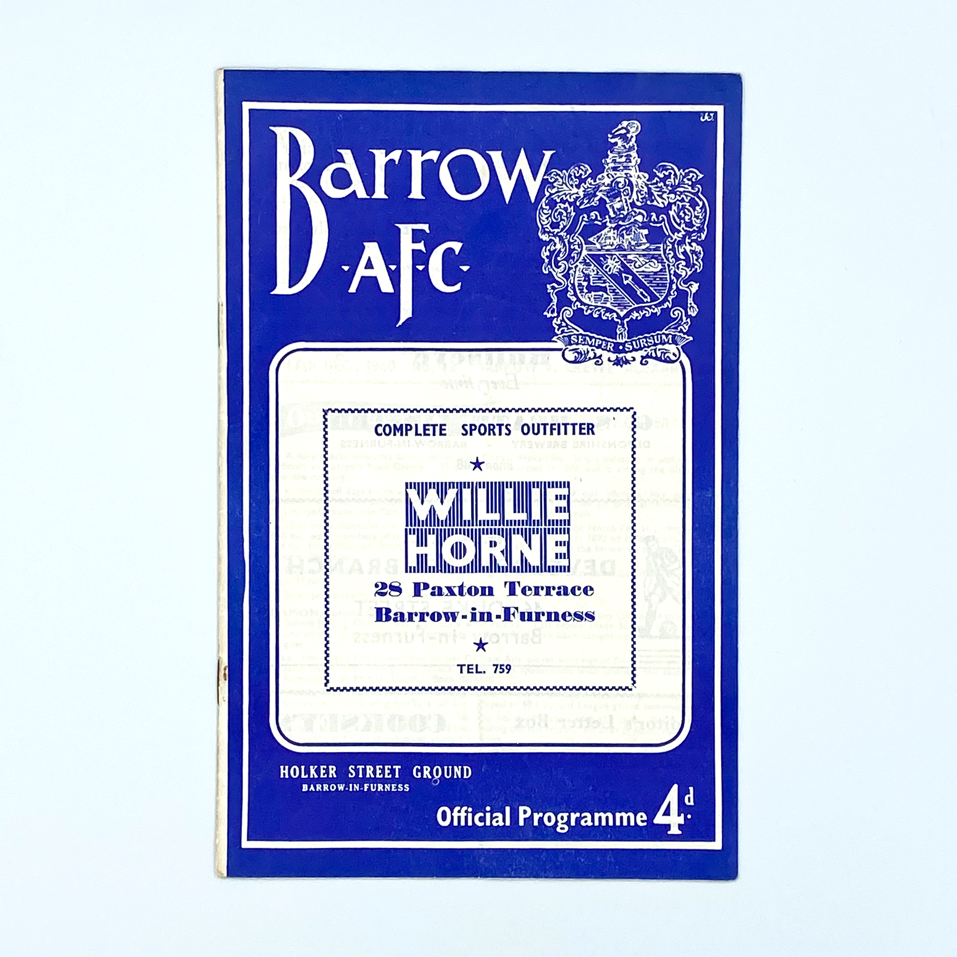 Barrow vs Crewe Alexandra Programme (17 December, 1960)