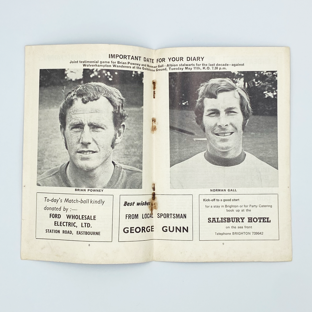 Brighton & Hove Albion vs Plymouth Argyle Programme (28 April, 1971)