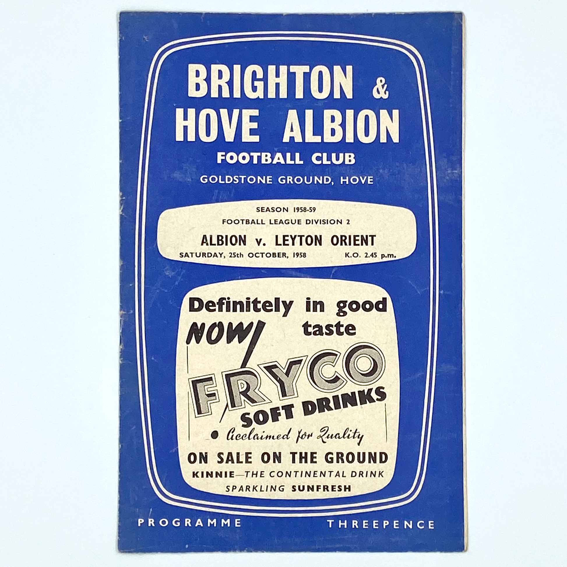 Brighton & Hove Albion vs Leyton Orient Programme (25 October, 1958)