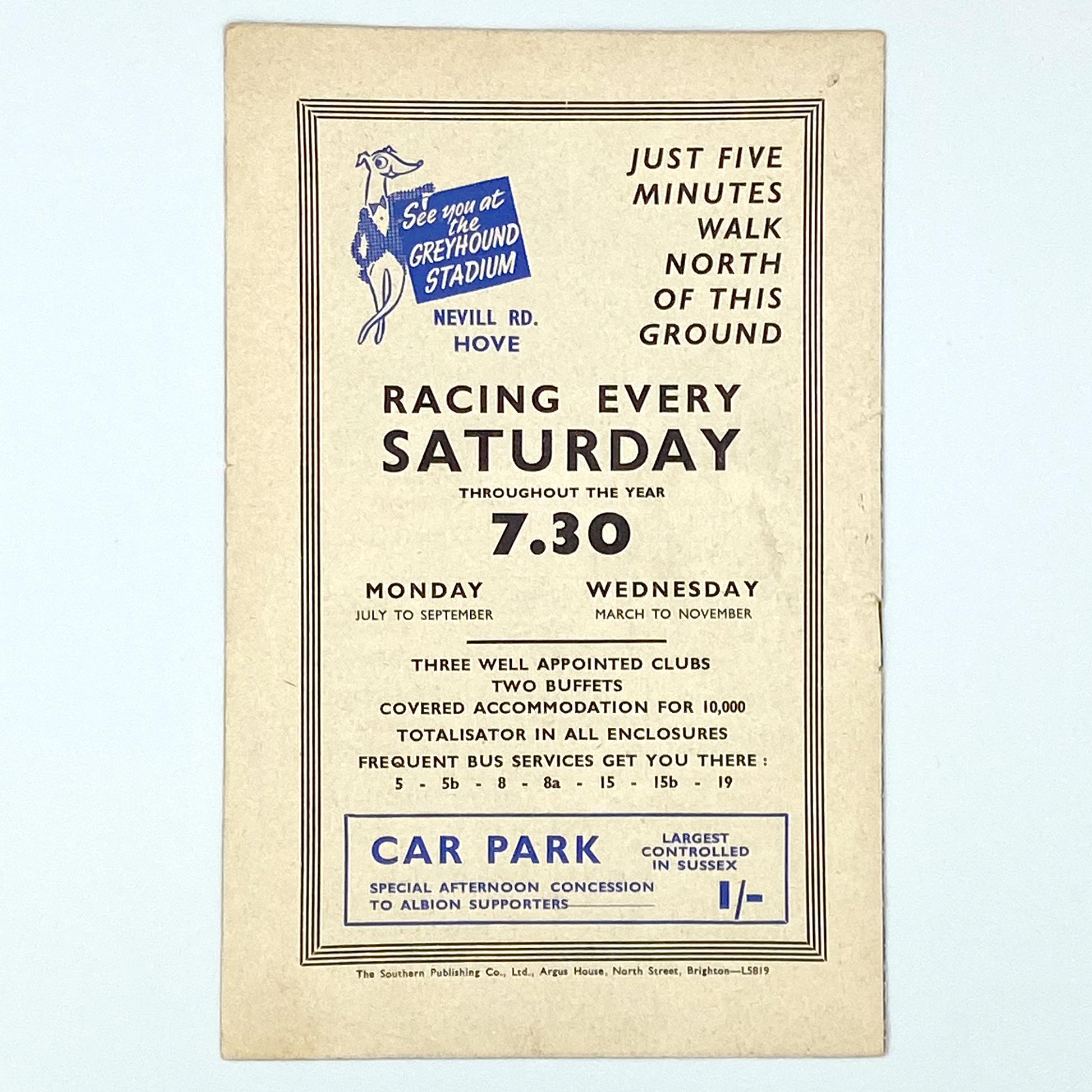 Brighton & Hove Albion vs Leyton Orient Programme (25 October, 1958)