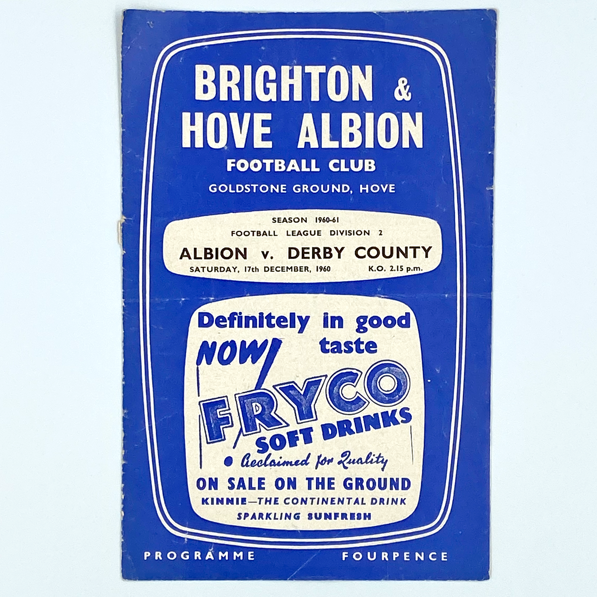 Brighton & Hove Albion vs Derby County Programme (17 December, 1960)