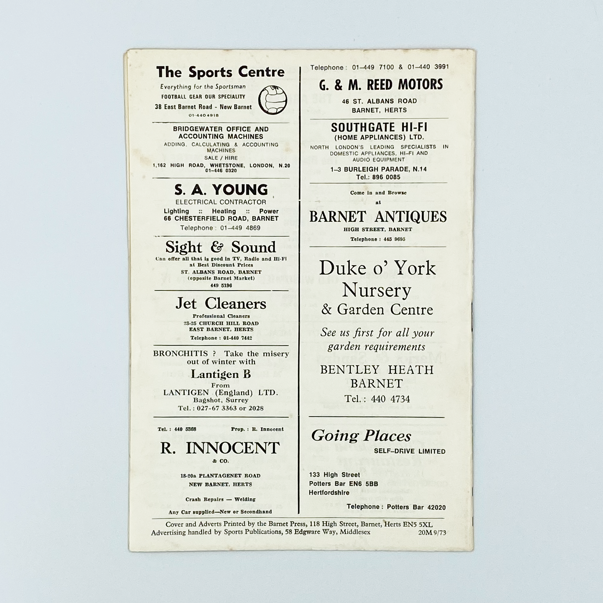 Barnet vs King's Lynn Town Programme (26 August, 1974)