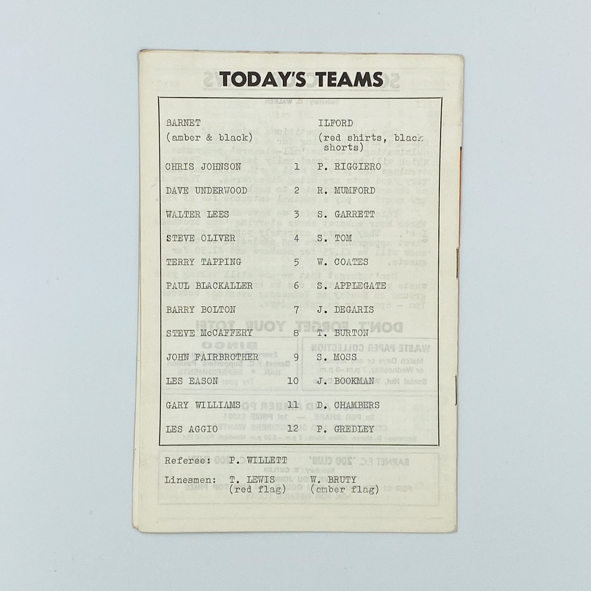 Barnet vs Ilford Programme (5 April, 1977)
