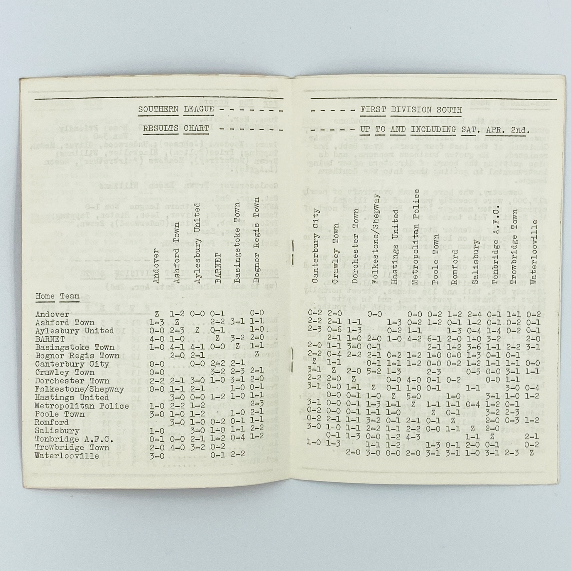 Barnet vs Ilford Programme (5 April, 1977)