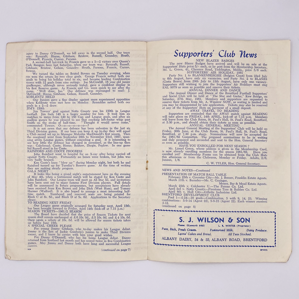 Brentford vs Hull City Programme (8 April, 1961)