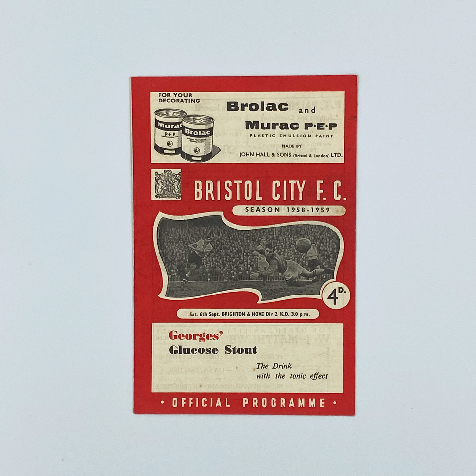 Bristol City vs Brighton & Hove Albion Programme (6 September, 1958)