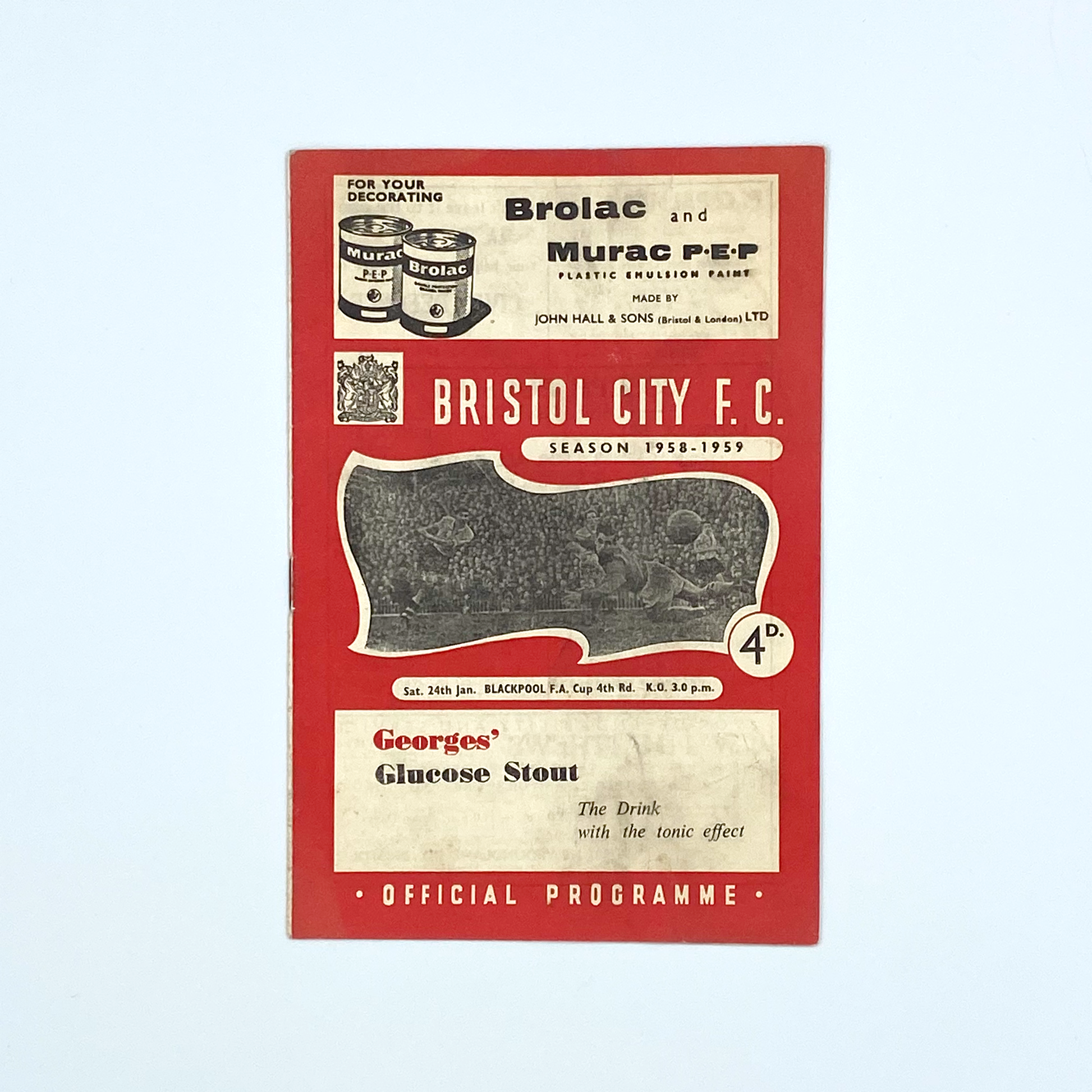 Bristol City vs Blackpool Programme (24 January, 1959)