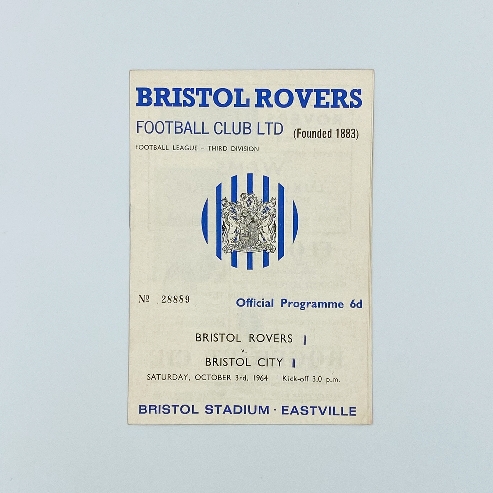 Bristol Rovers vs Bristol City Programme (3 October, 1964)