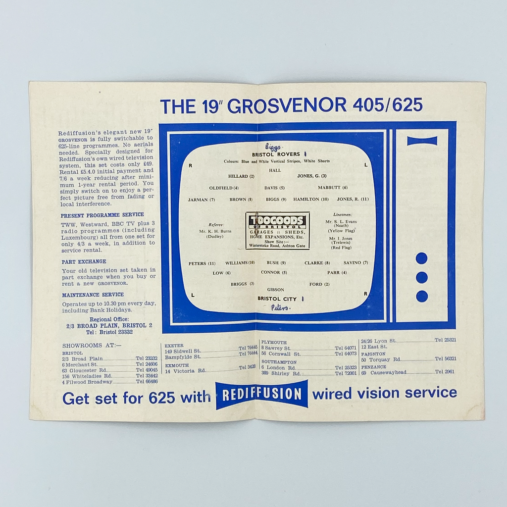 Bristol Rovers vs Bristol City Programme (3 October, 1964)