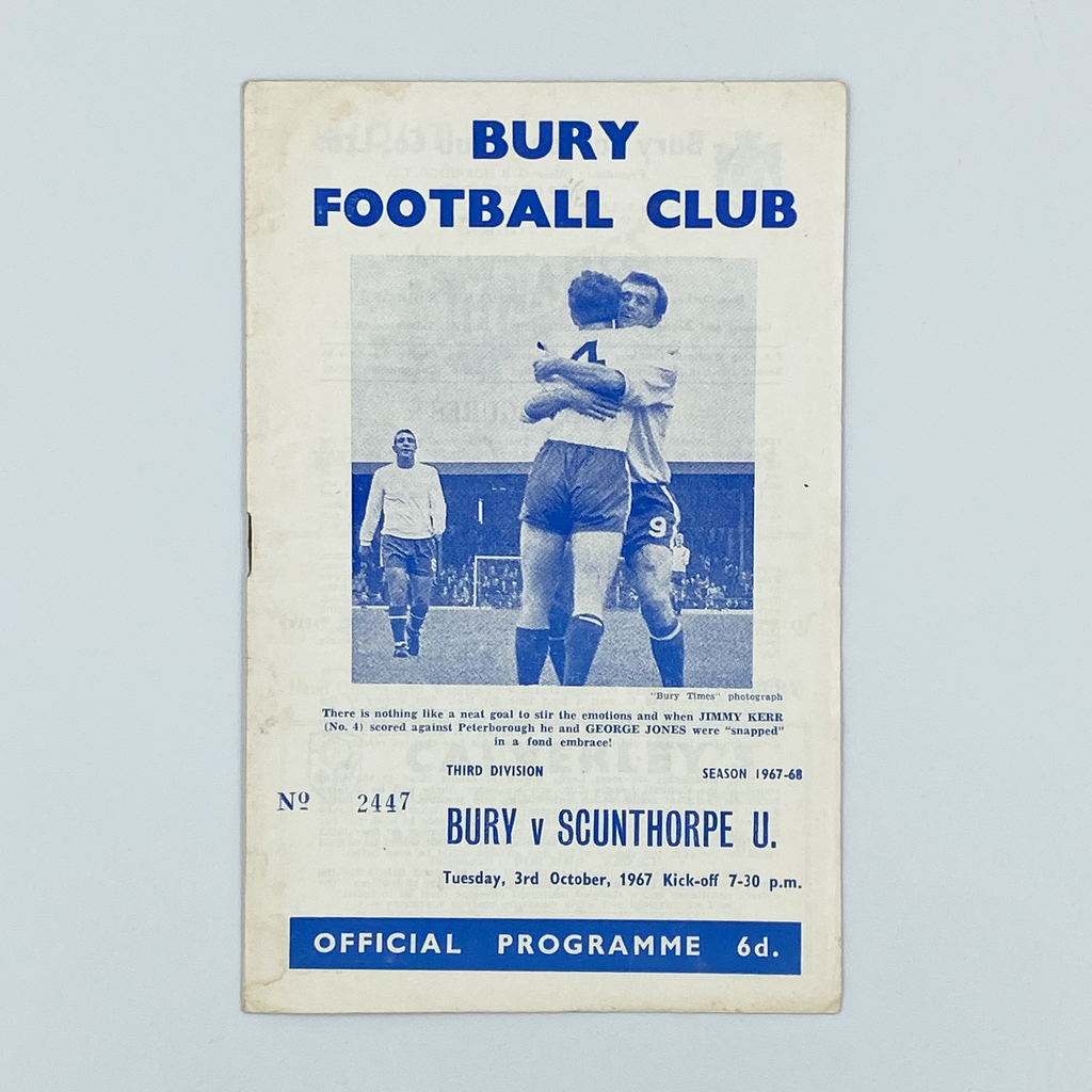 Bury vs Scunthorpe United Programme (3 October, 1967)
