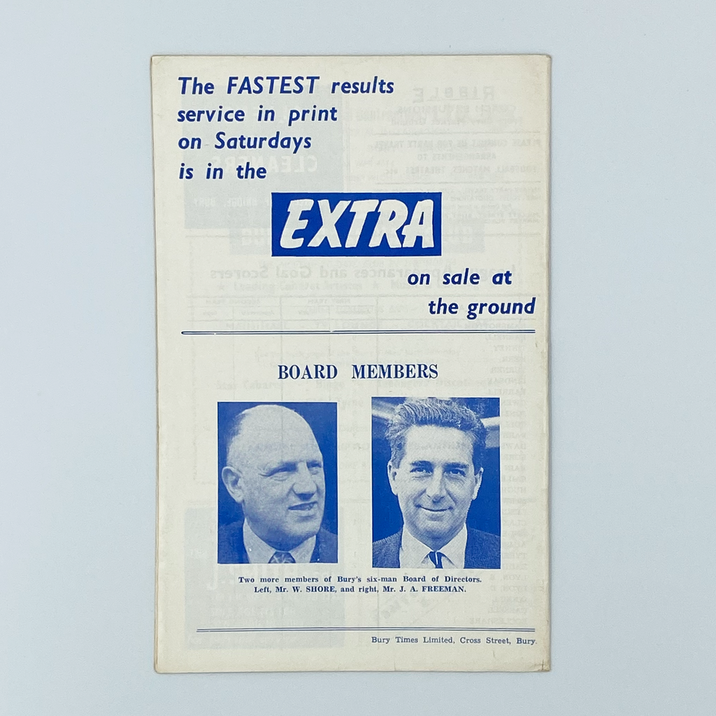 Bury vs Scunthorpe United Programme (3 October, 1967)