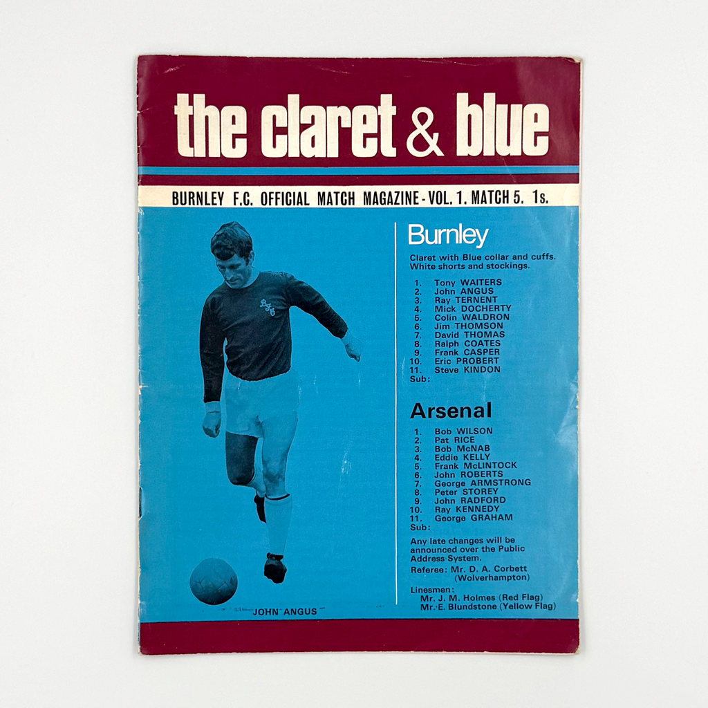Burnley vs Arsenal Programme (12 September, 1970)
