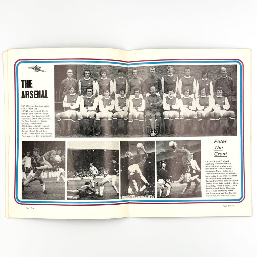 Burnley vs Arsenal Programme (12 September, 1970)