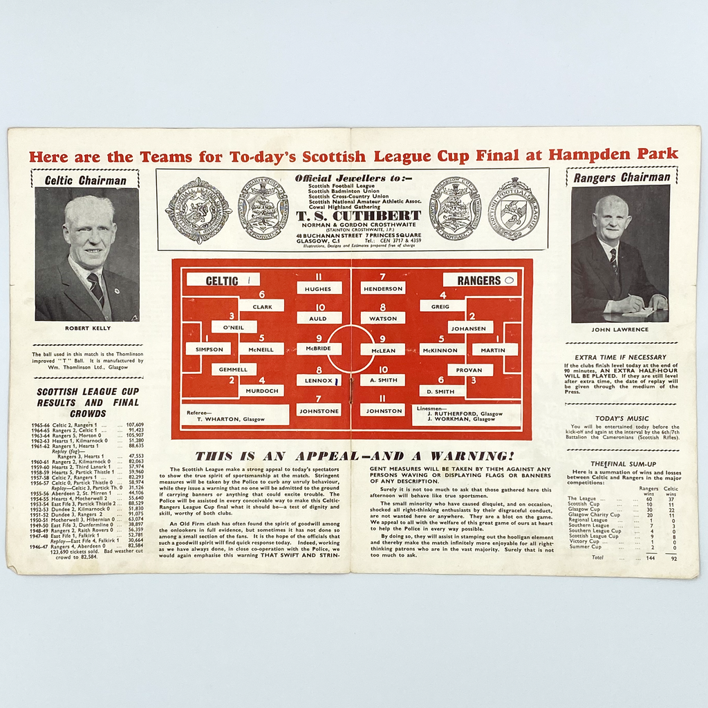 1966 Scottish League Cup Final Programme (29 October, 1966)