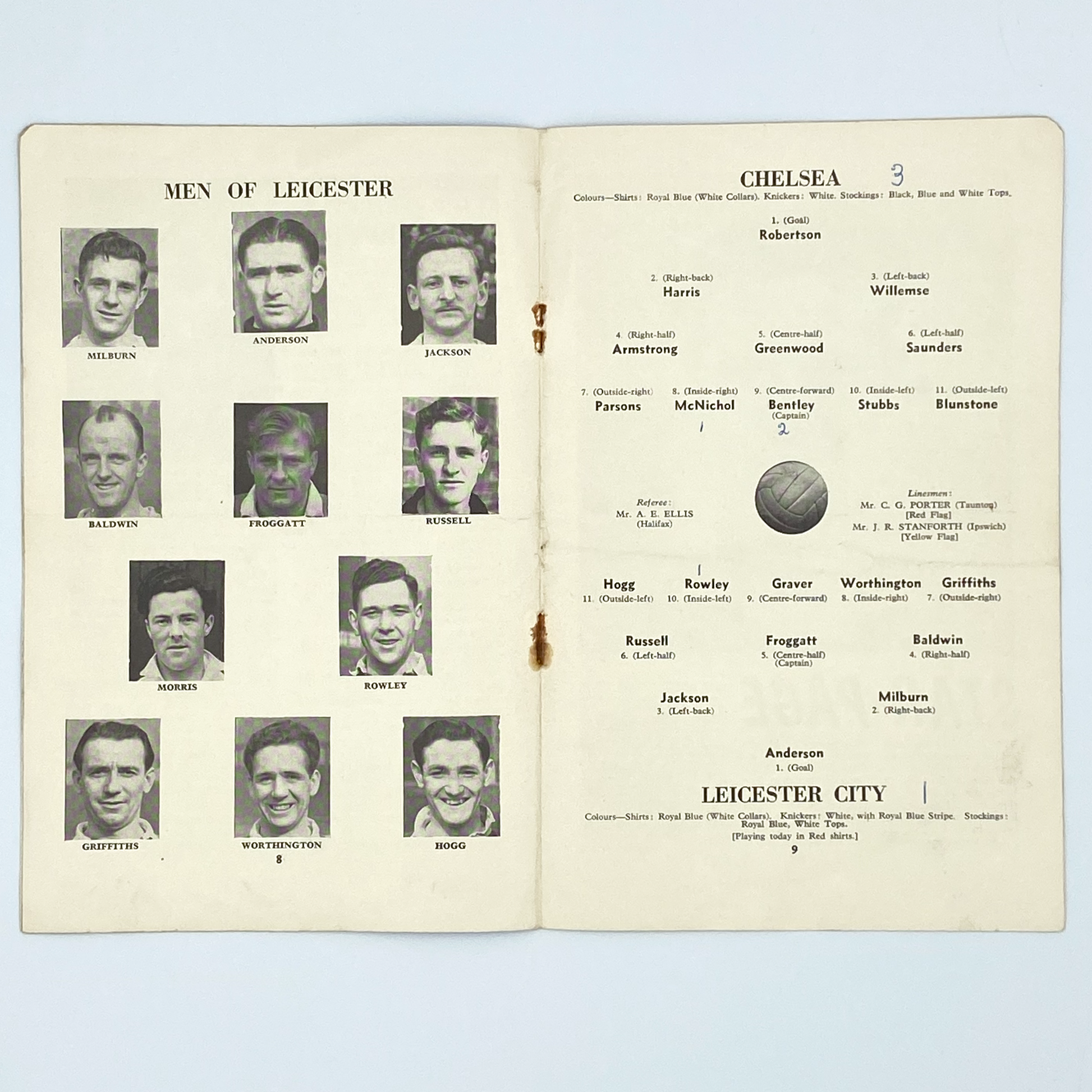 Chelsea vs Leicester City Programme (18 December, 1954)