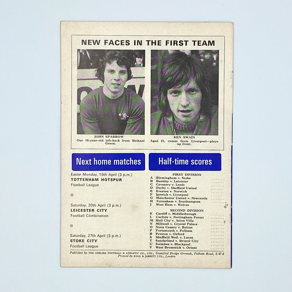Chelsea vs Arsenal Programme (13 April, 1974)