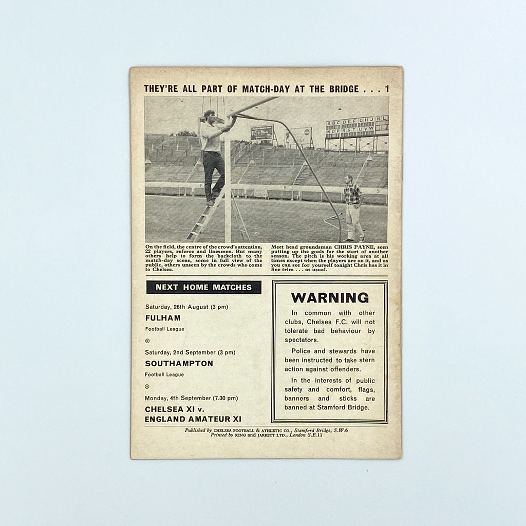 Chelsea vs Newcastle United Programme (23 August, 1967)