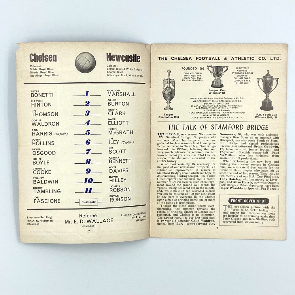 Chelsea vs Newcastle United Programme (23 August, 1967)