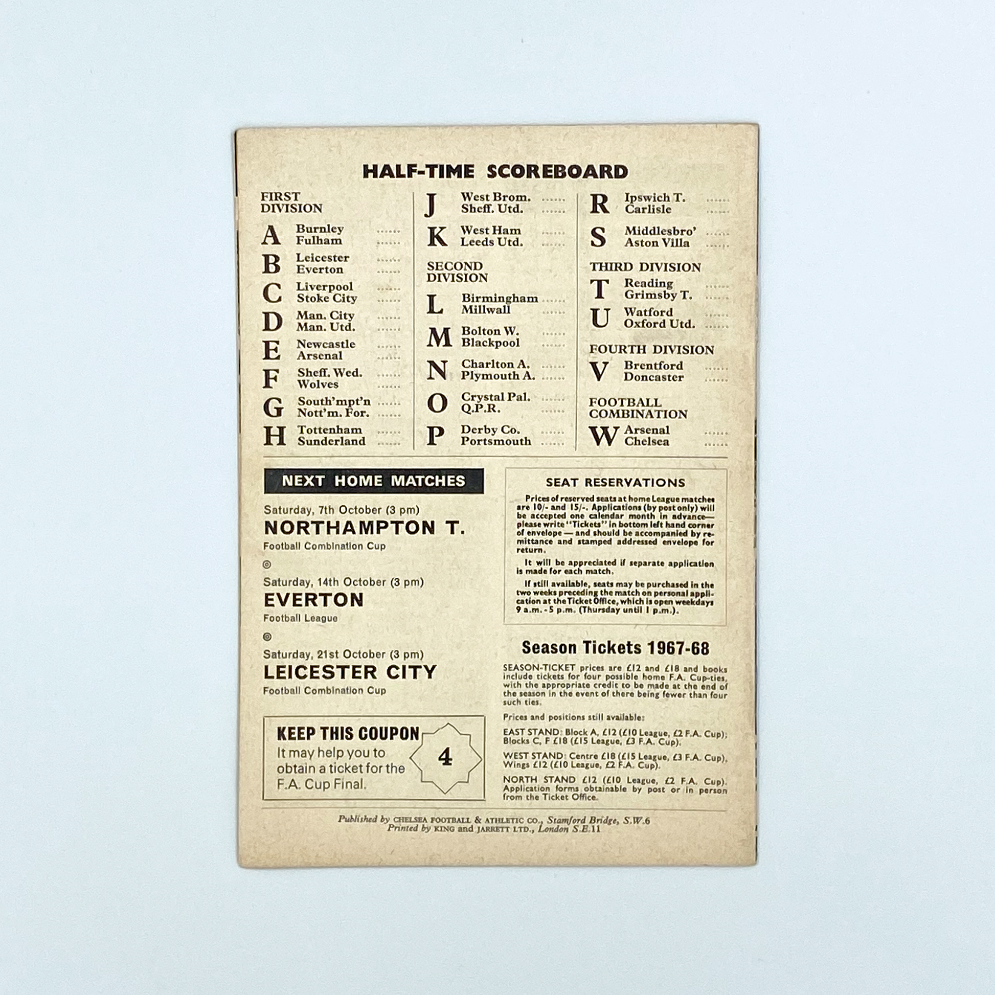 Chelsea vs Coventry City Programme (30 September, 1967)