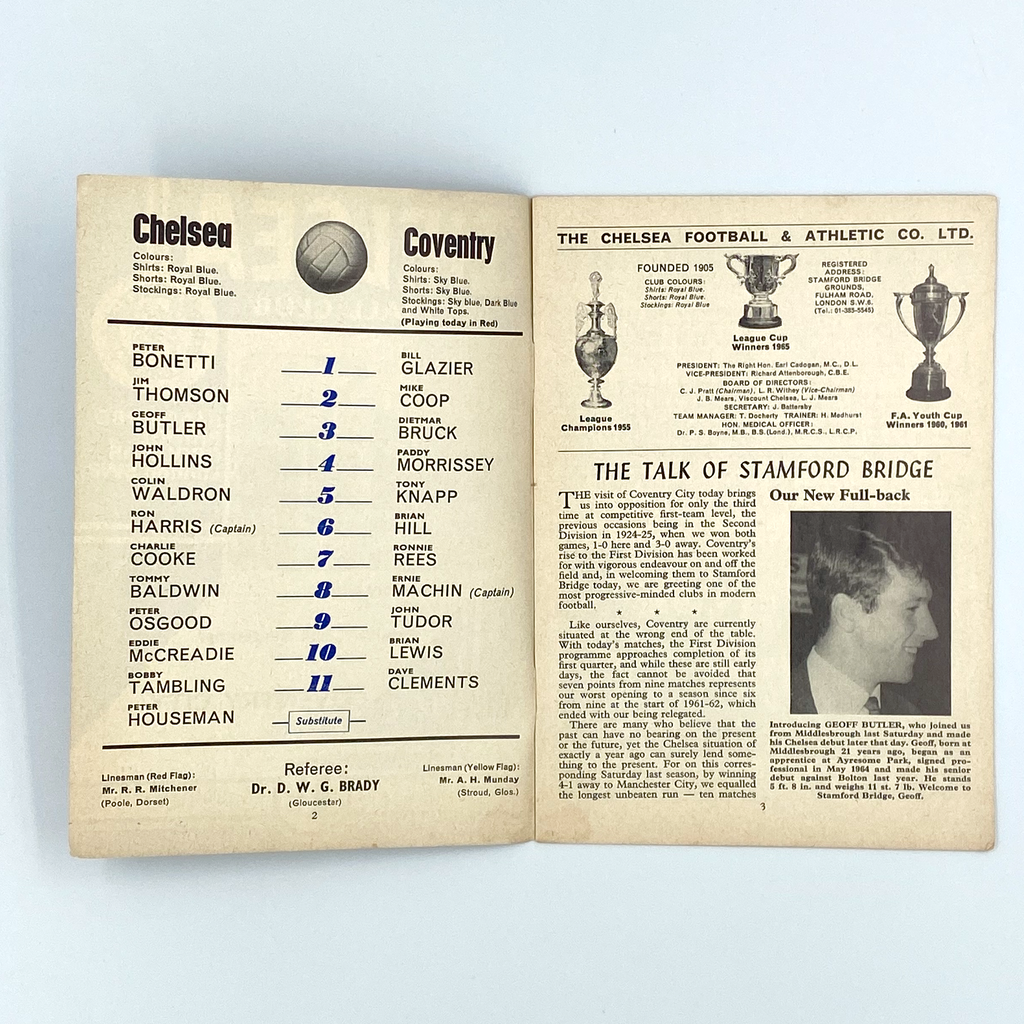 Chelsea vs Coventry City Programme (30 September, 1967)