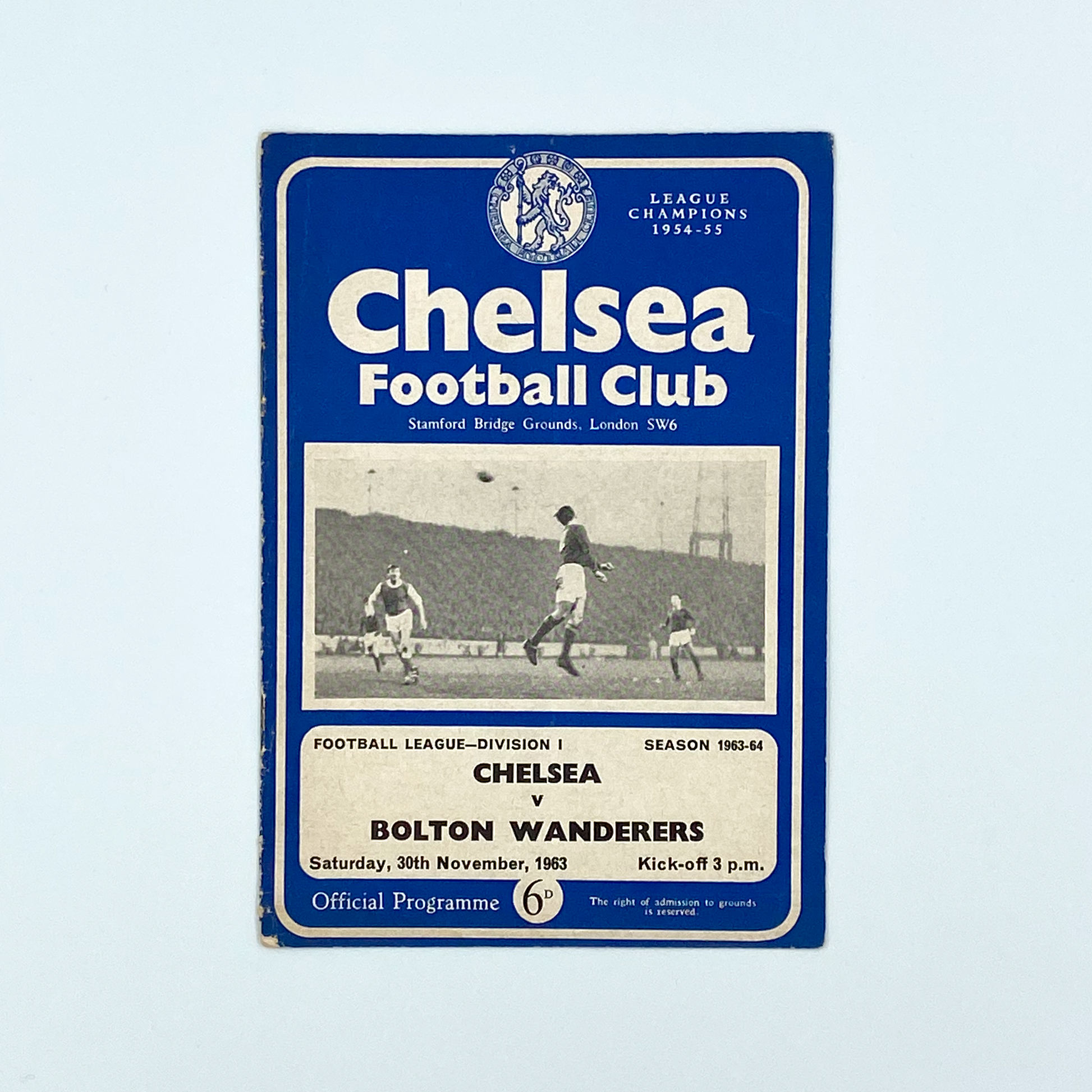 Chelsea vs Bolton Wanderers Programme (30 November, 1963)